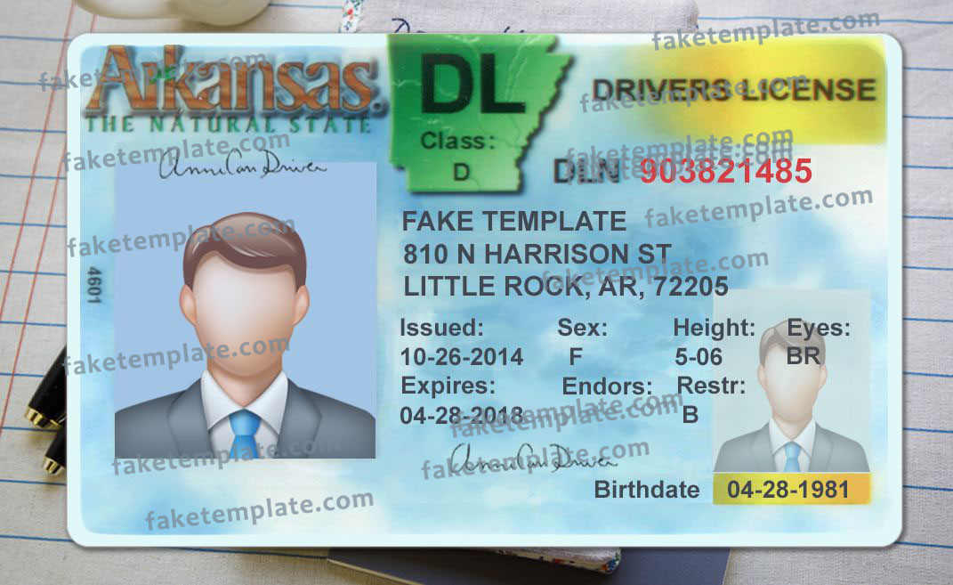 Fake Arkansas Driver License arkansas-driver-license-template-03