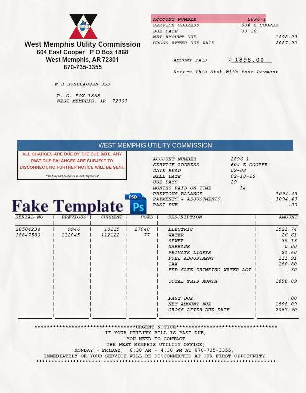 Arkansas Utility Bill Psd Template arkansas-utility-bill-psd-01