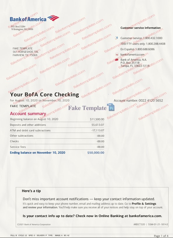 bank of america bank statement template bank-of-america-statement-psd-05