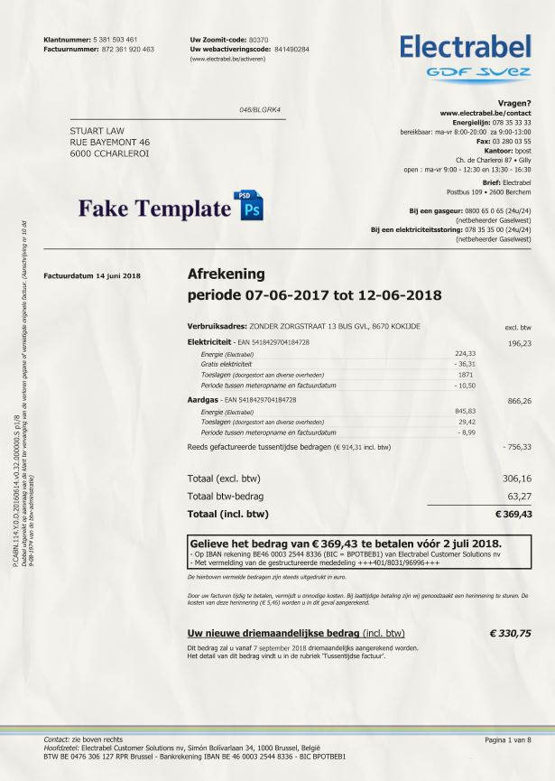 Electrabel Belgium Utility Bill belgium-utility-bill-psd-01