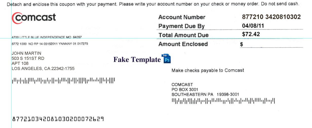 comcast payment stub psd comcast-utility-bill-template-01