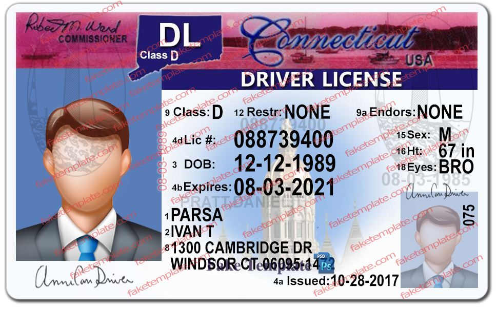 Connecticut Driver License Template connecticut-driver-license-template-01