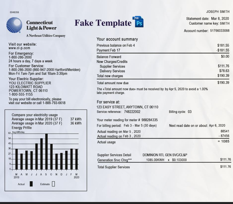 Connecticut Utility Bill Psd connecticut-utility-bill-template-01