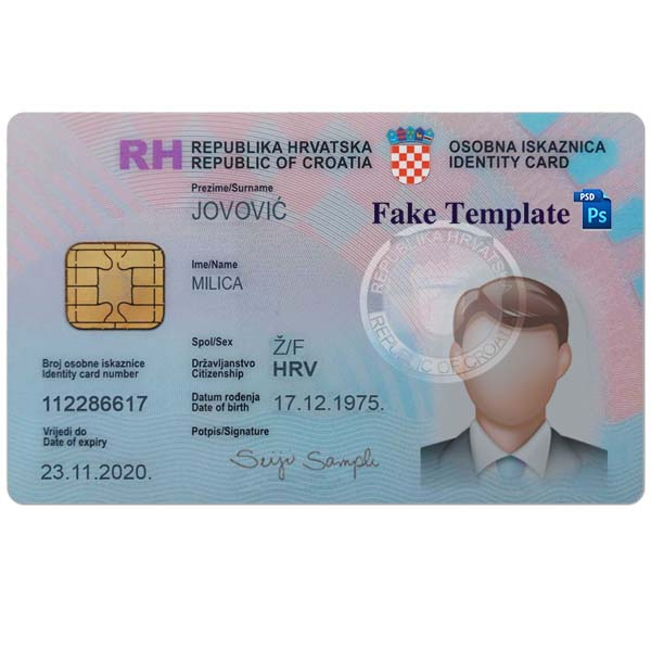 Croatian ID Card Template Croatian ID Card Template