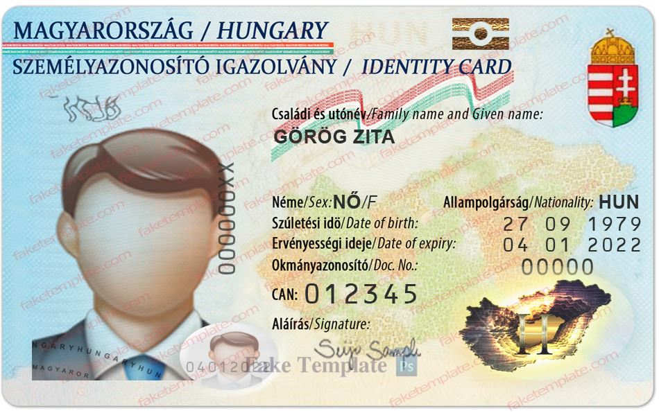 Hungary ID Card Template Hungary ID Card Template