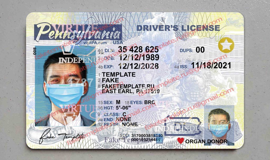 pennsylvania drivers license template pennsylvania drivers license template