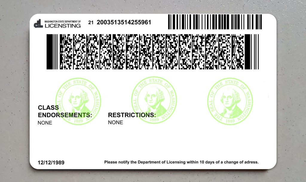 washington drivers license back washington drivers license back