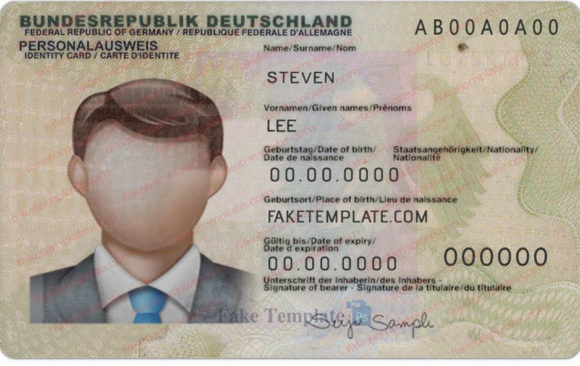 Germany ID Card Template Germany ID Card Template