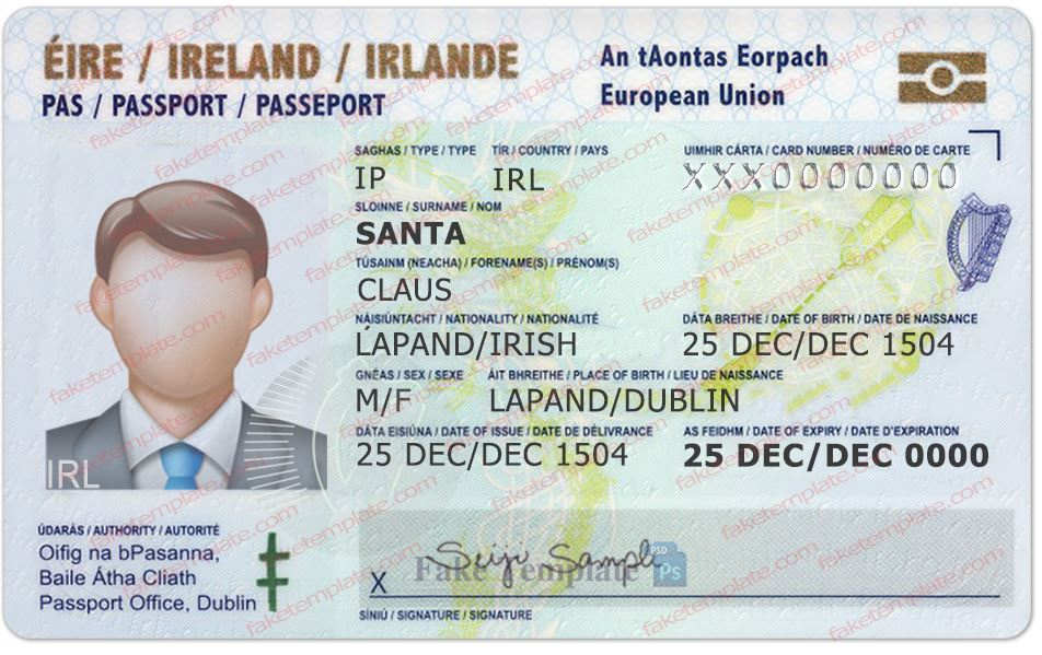 Ireland ID Card Template Ireland ID Card Template