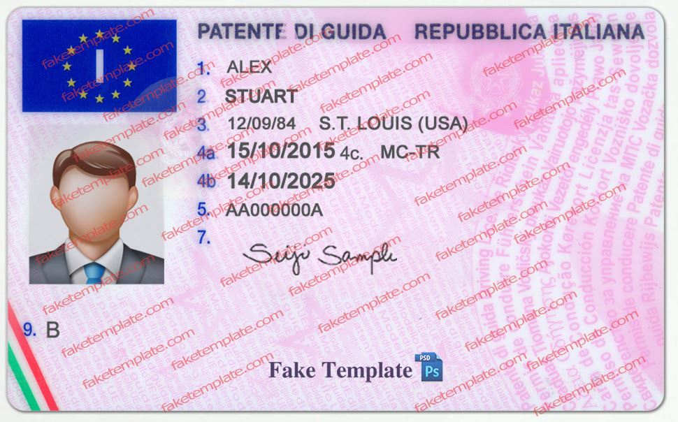 Italy Driver License Template italy-driver-license-template-01