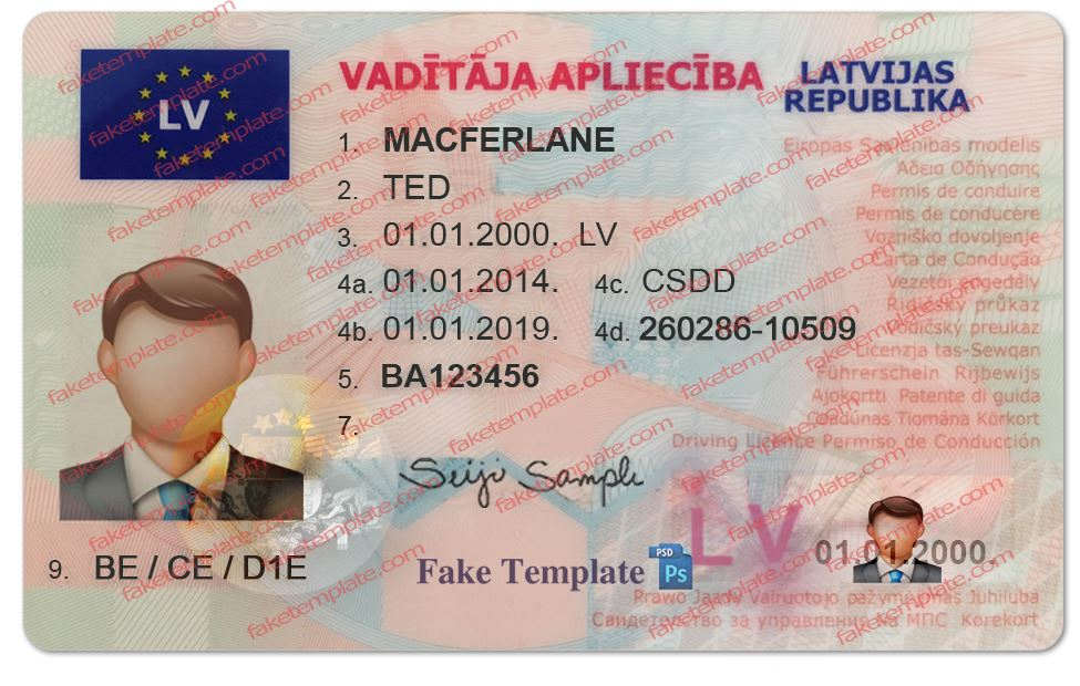 Latvia Driver License Template latvia-driver-license-template-01