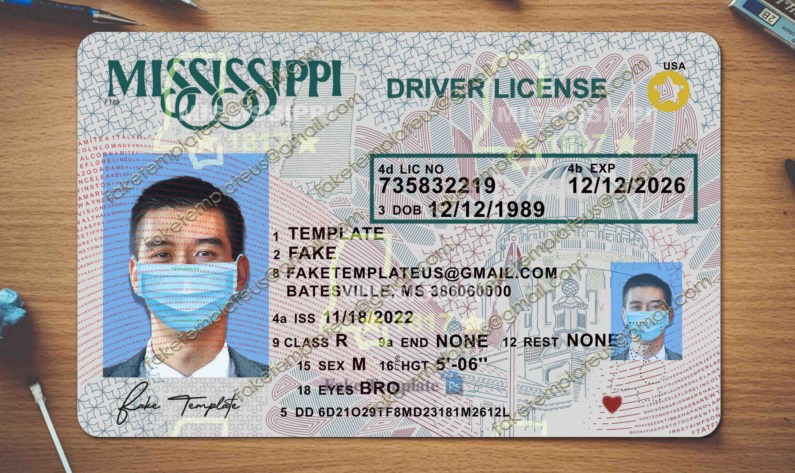 mississippi drivers license template mississippi drivers license template