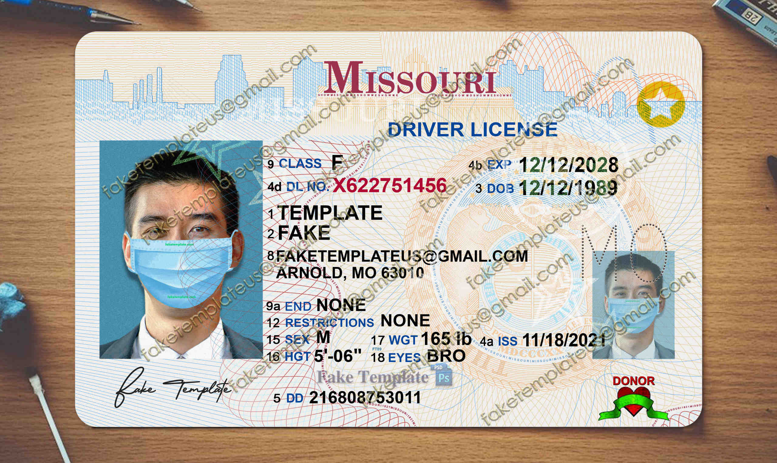 missouri drivers license template missouri drivers license template