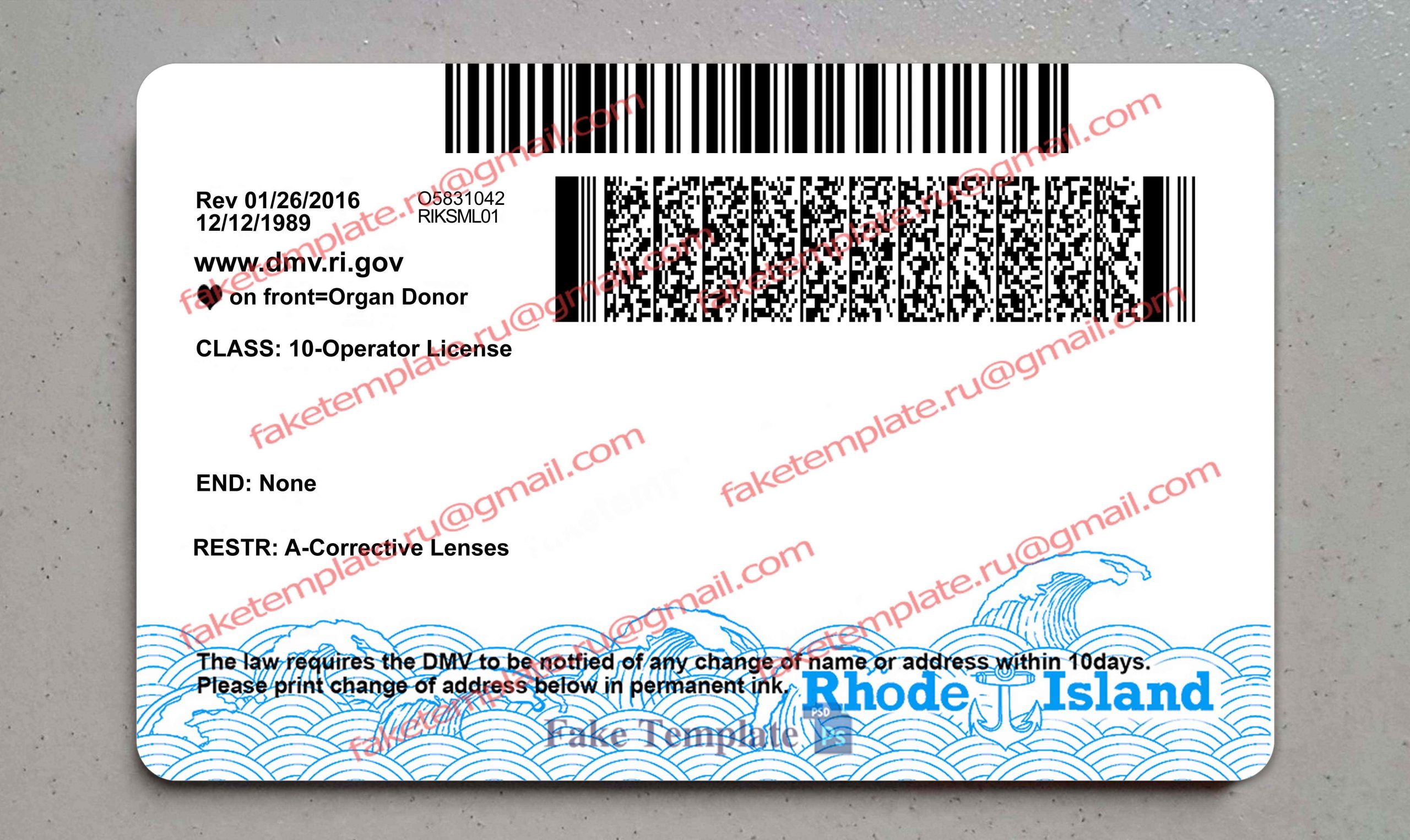 rhode island drivers license back rhode island drivers license back