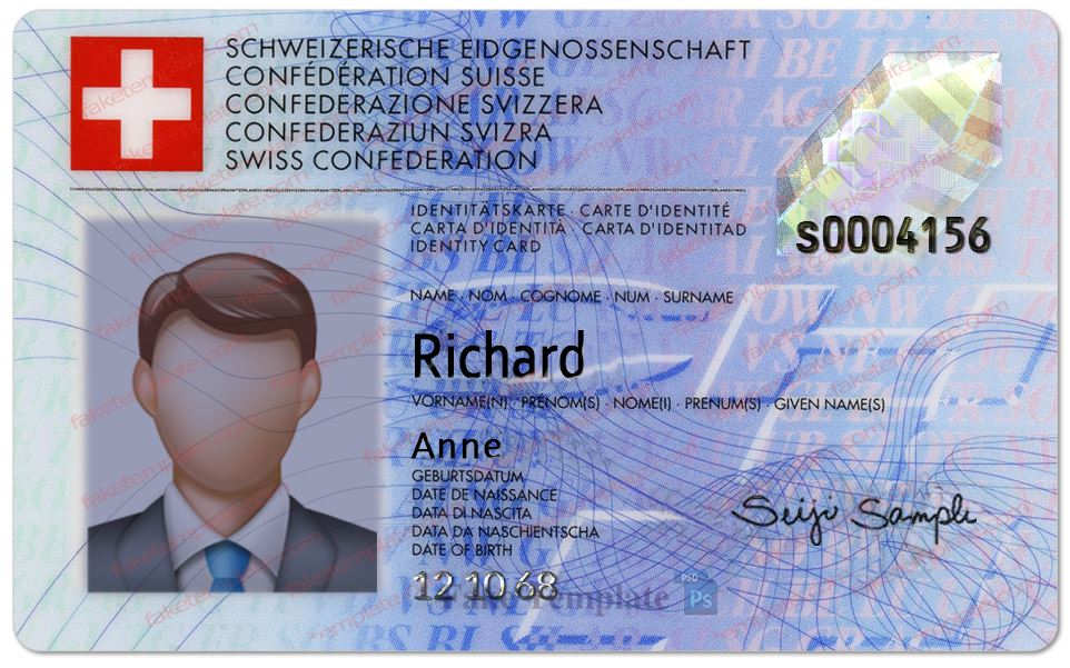 Switzerland ID Card Template Switzerland ID Card Template