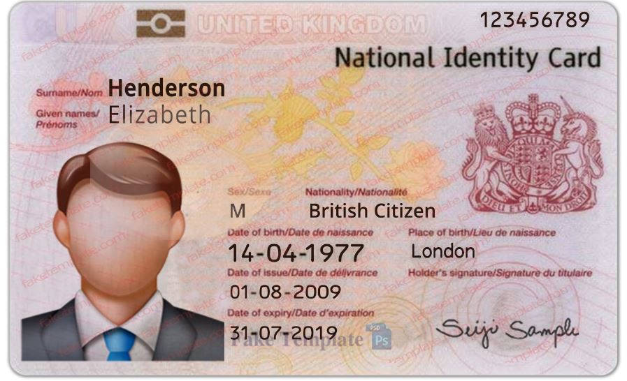 UK ID Card Template UK ID Card Template