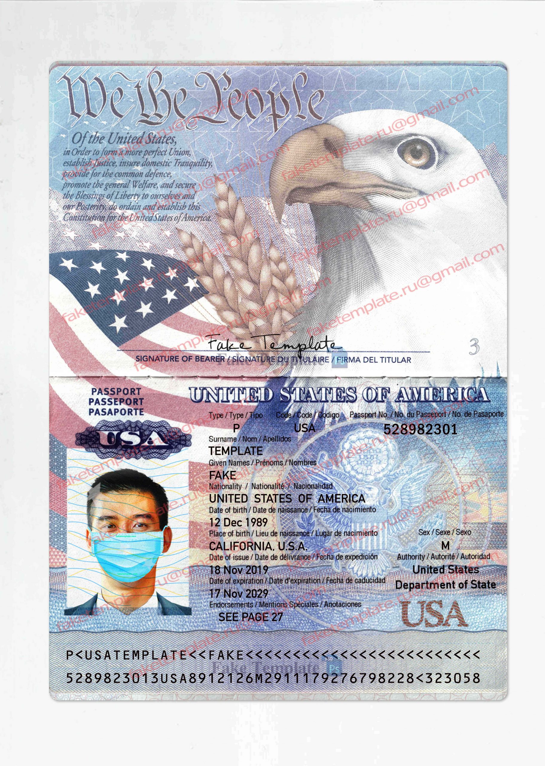 usa passport template psd usa passport template psd