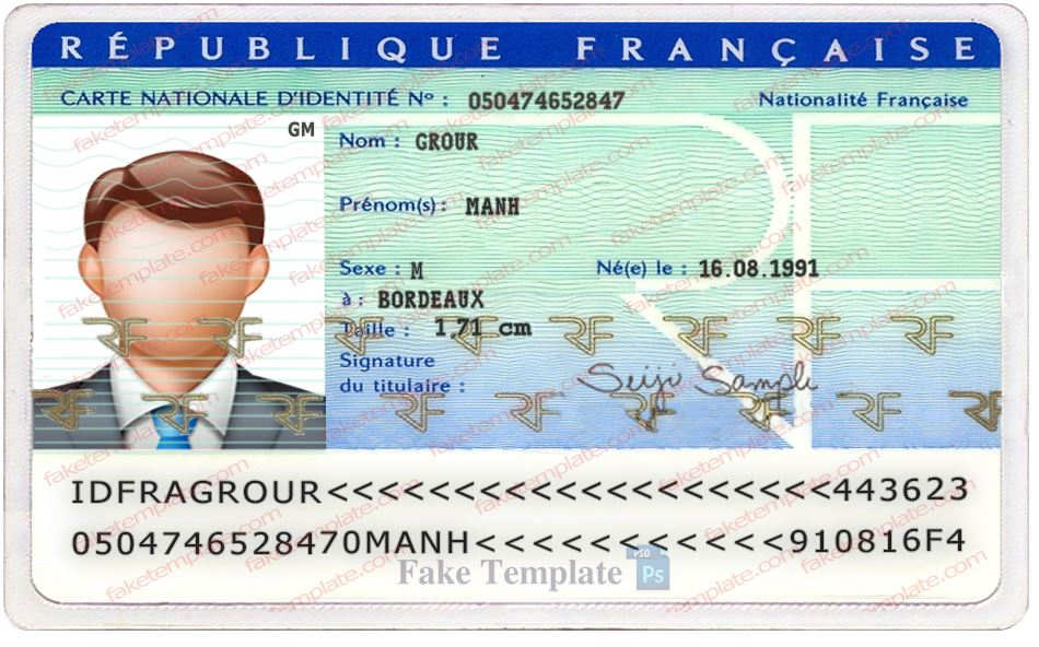 France ID Card Template France ID Card Template