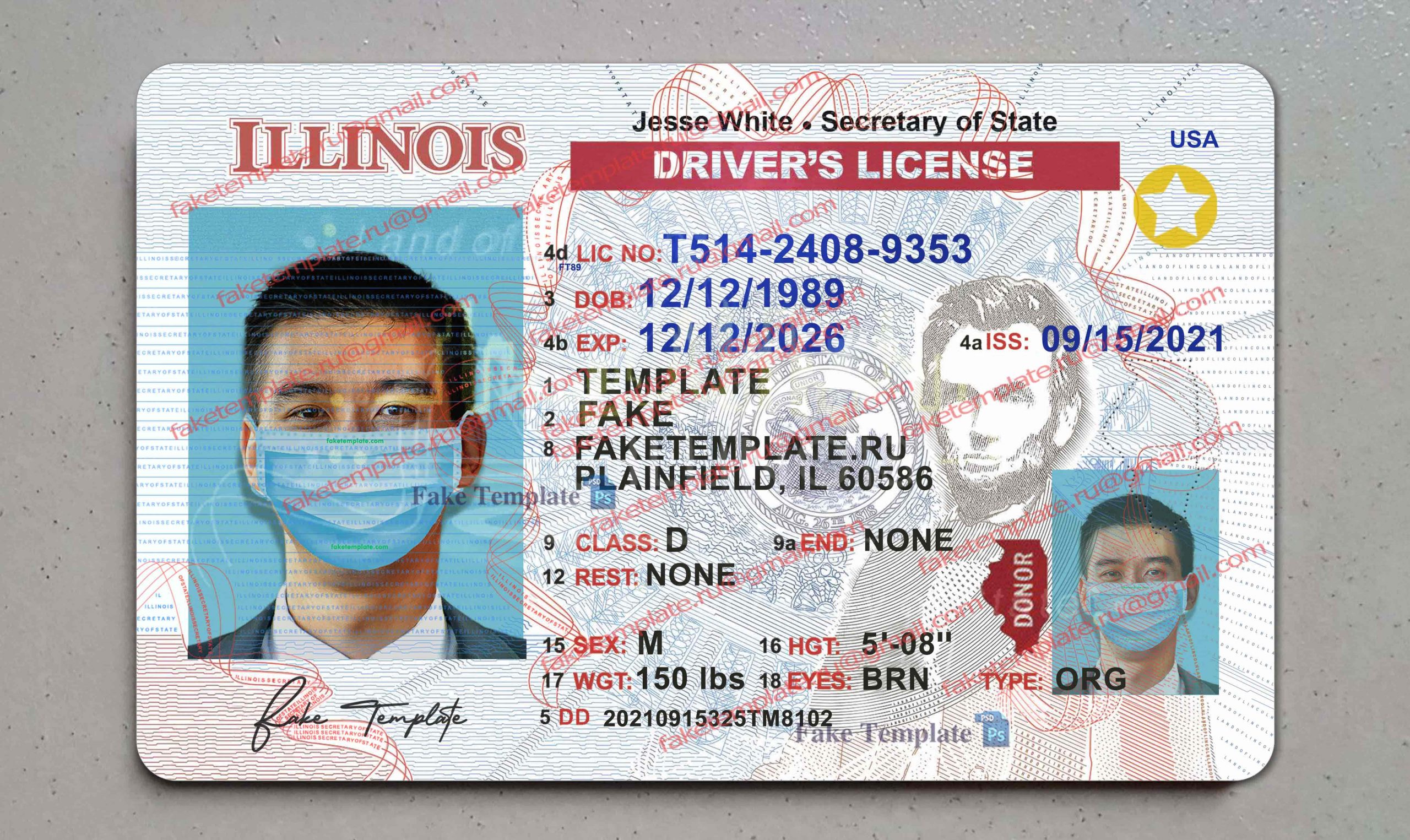 illinois driver license template illinois driver license template