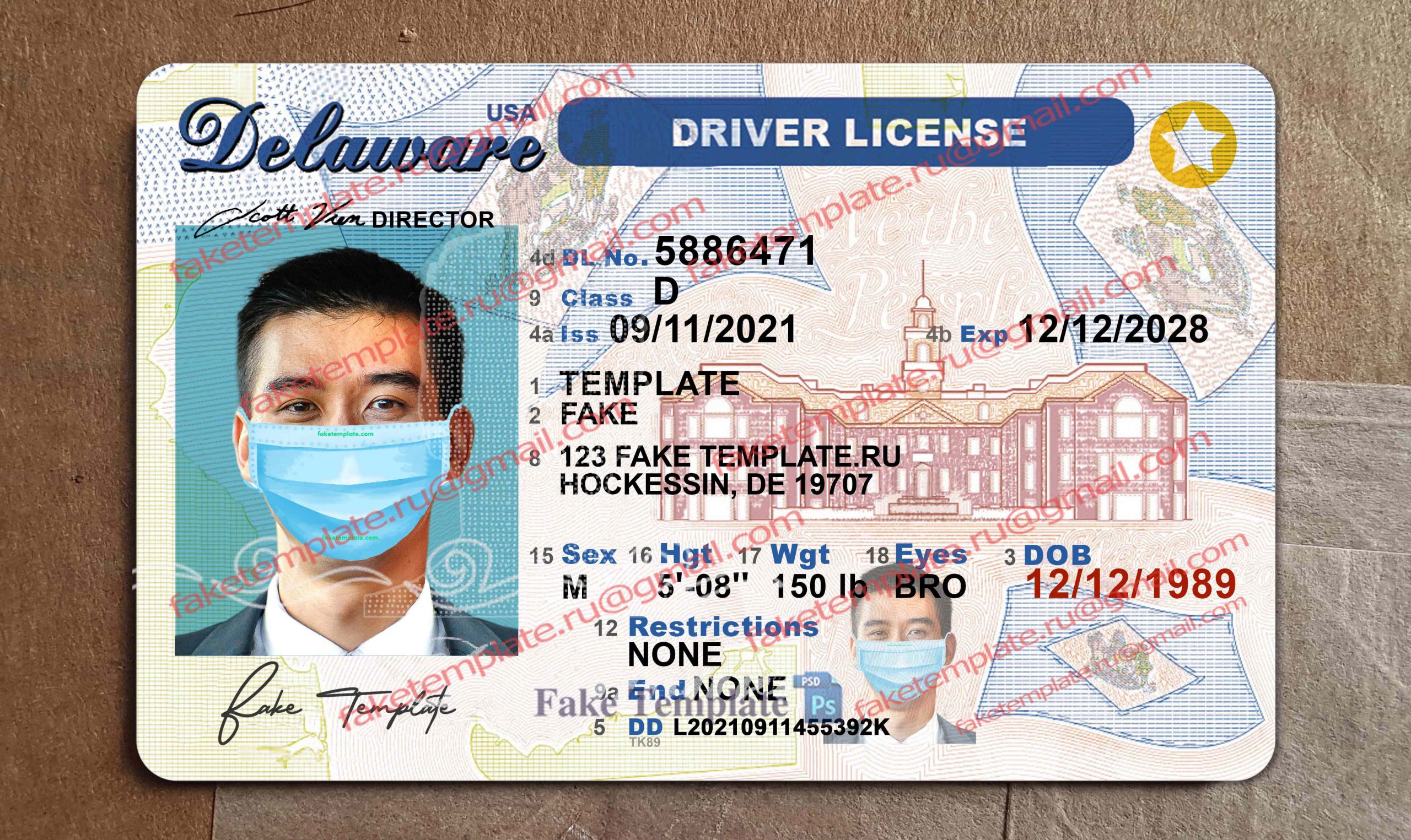 delaware drivers license template delaware drivers license template