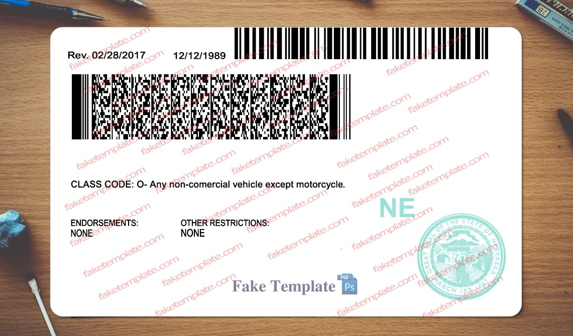 nebraska driver license back nebraska driver license back