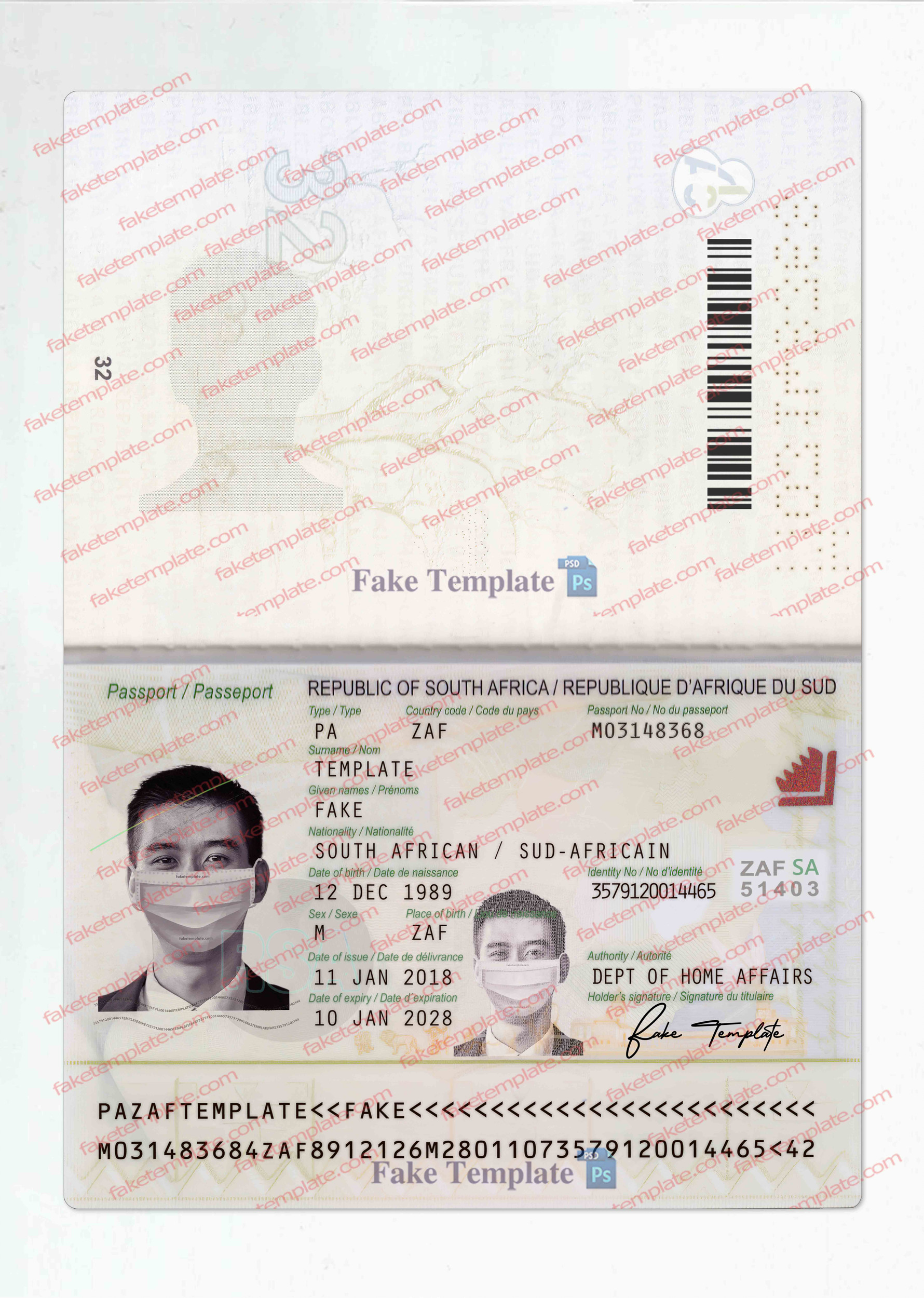 south african passport template south african passport template