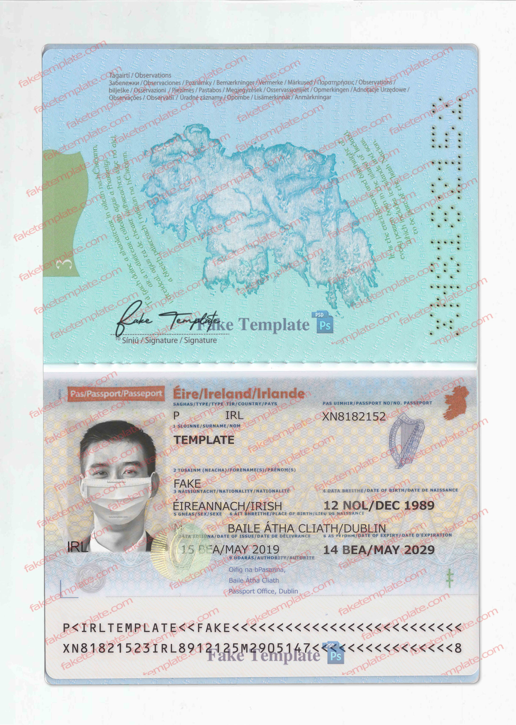 fake irish passport template fake irish passport template