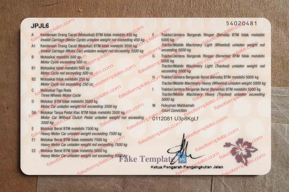 malaysia driver license back malaysia driver license back