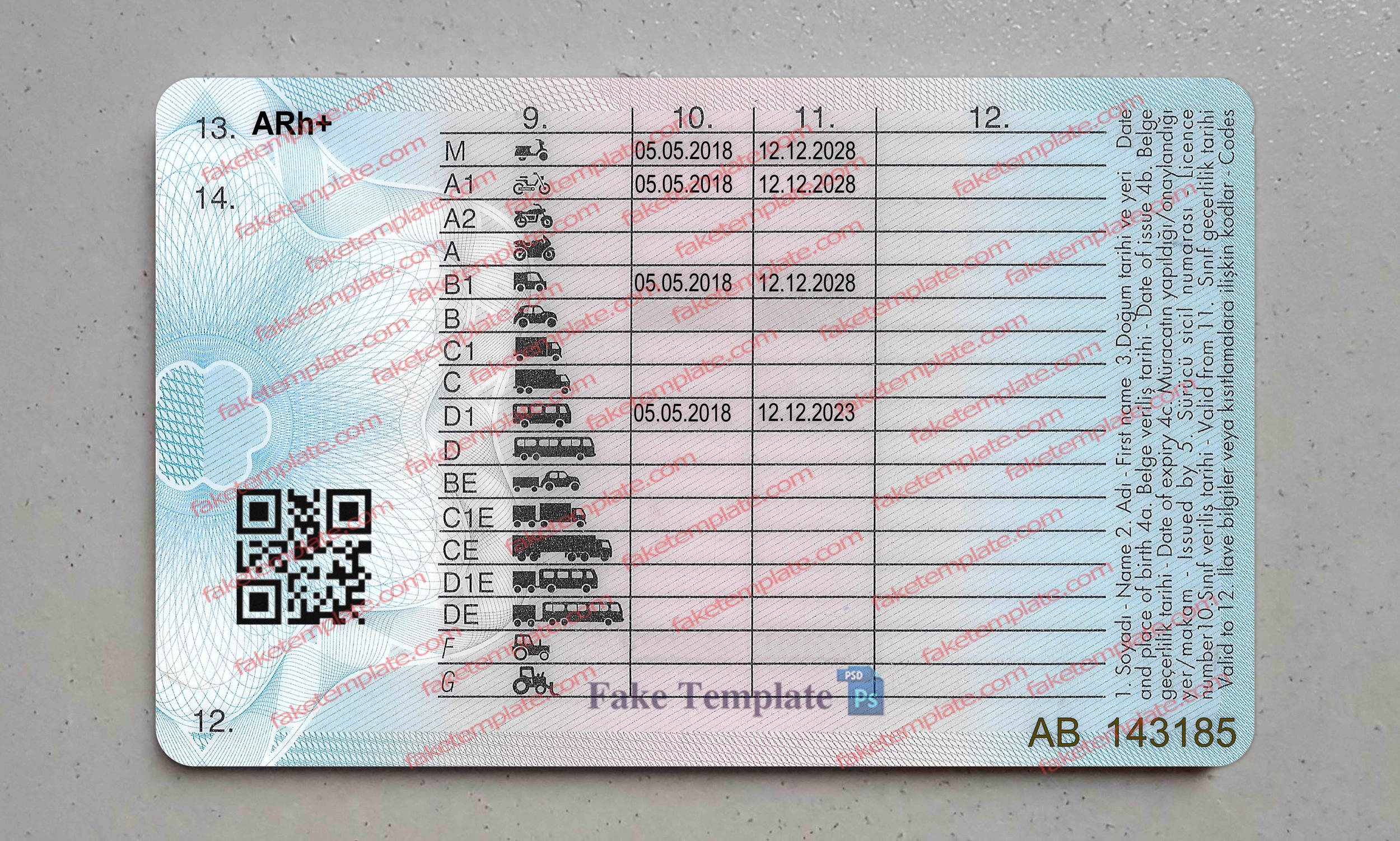 turkish driver license back turkish driver license back