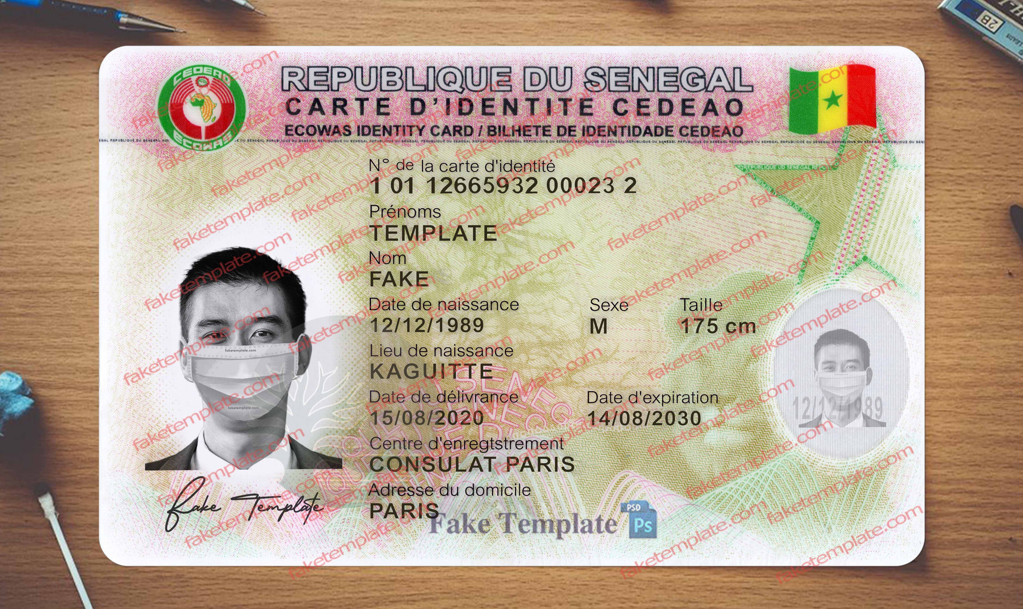 senegal id card template senegal id card template