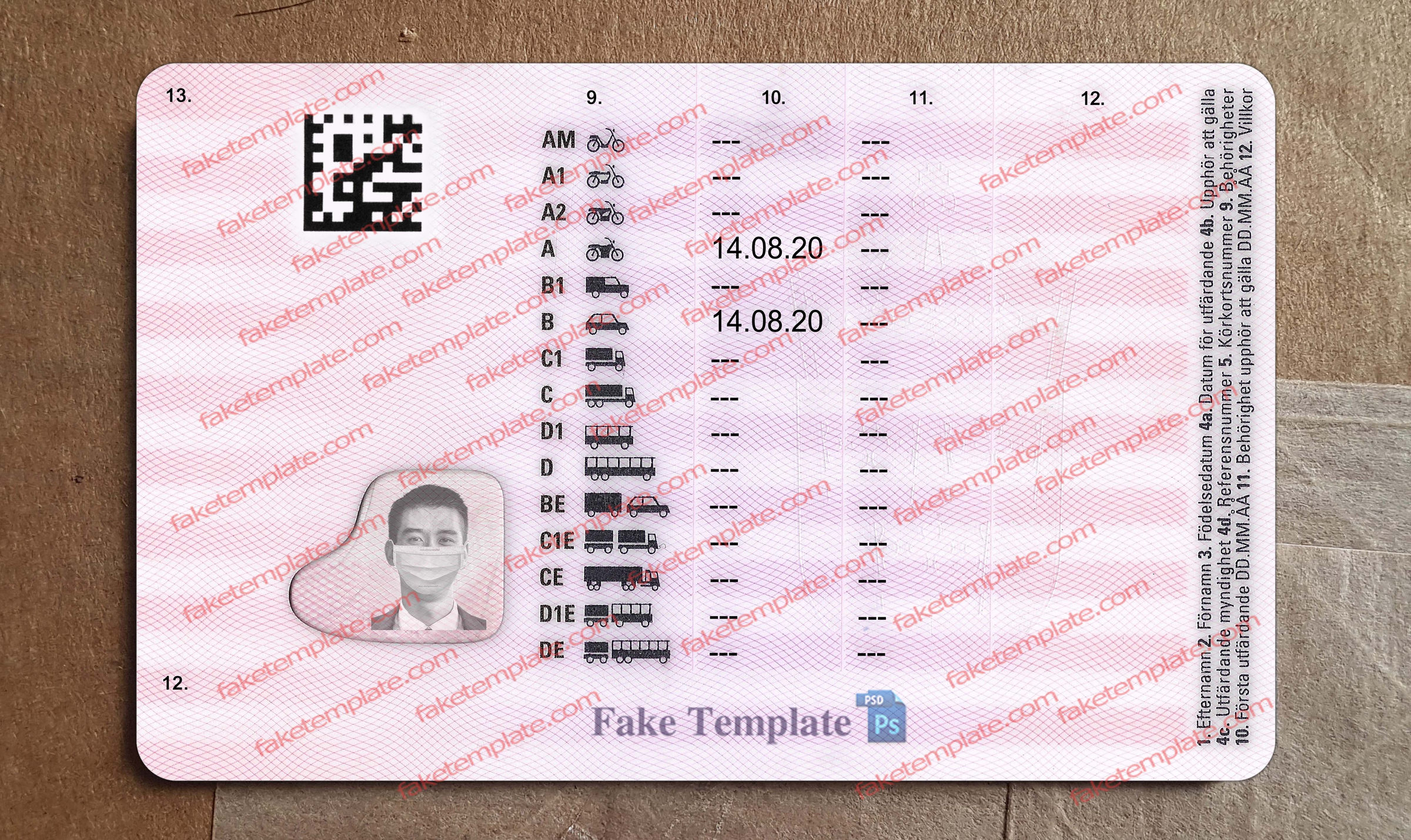 sweden driver license back sweden driver license back