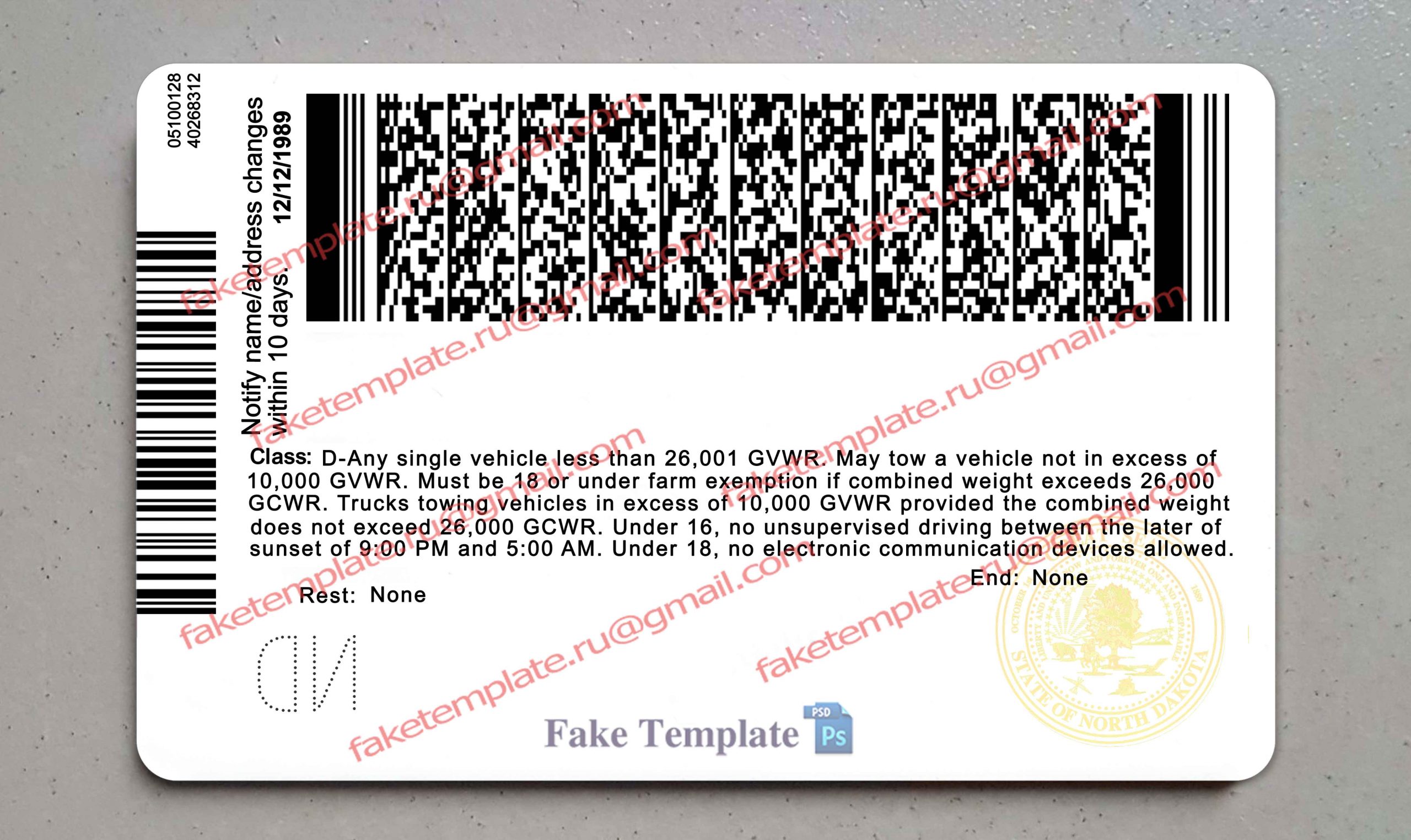 north dakota driver license back north dakota driver license back