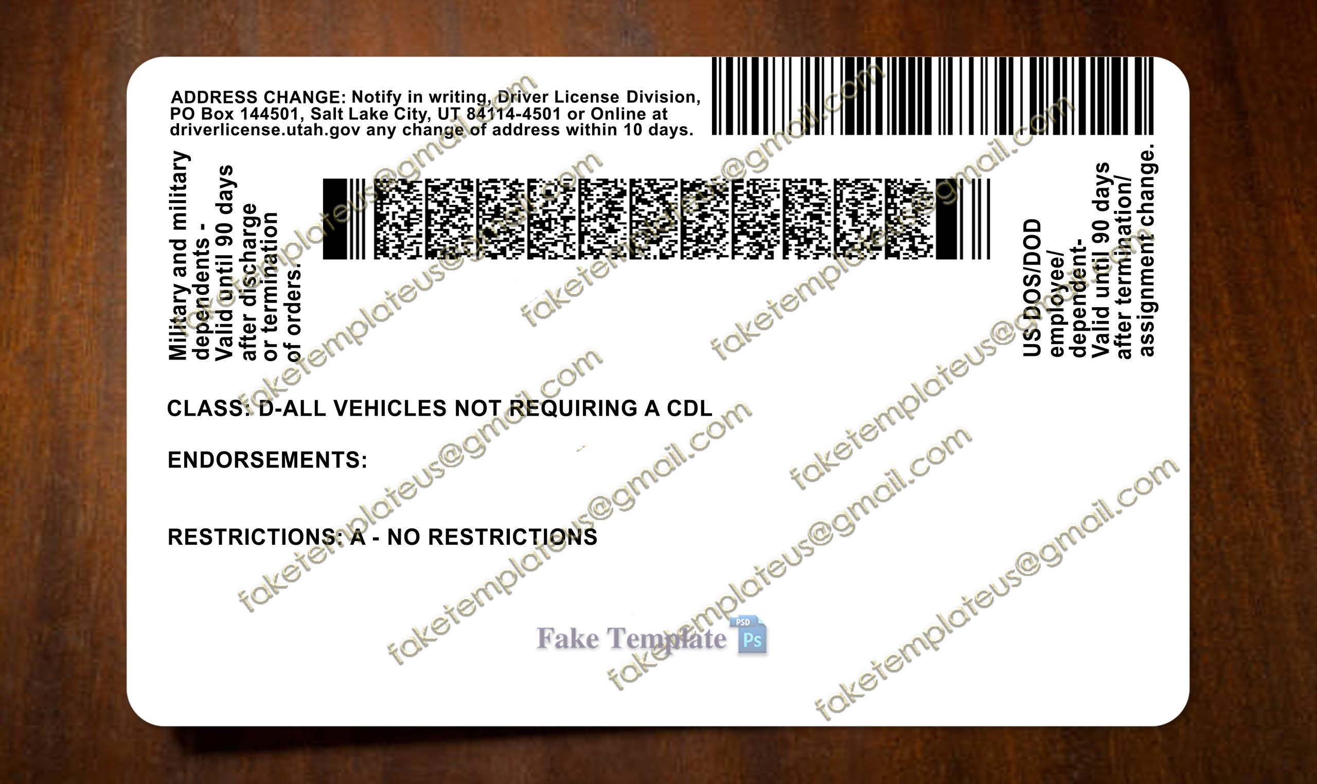 back of utah drivers license back of utah drivers license